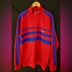 Adidas Firebird Jacket Red with Blue Stripes